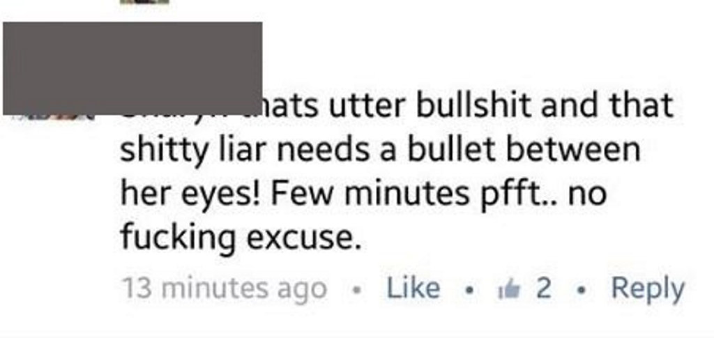 One of the abusive Facebook posts. One of the abusive Facebook posts.